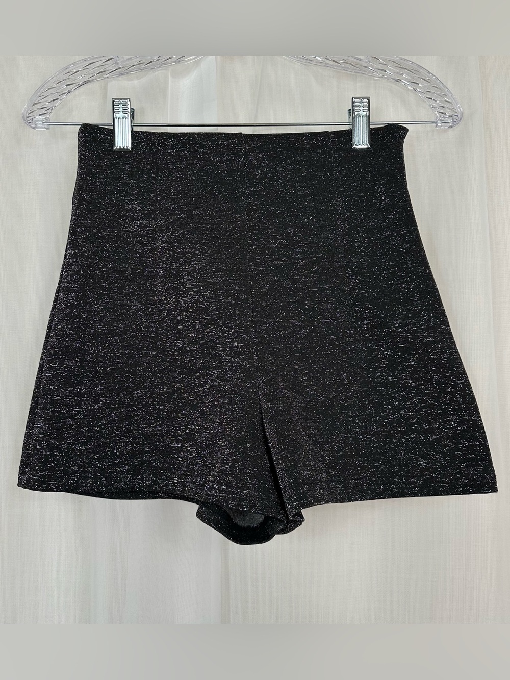 DO+BE Black Silver Glitter Metallic High Waisted Party Night Out Shorts Size S